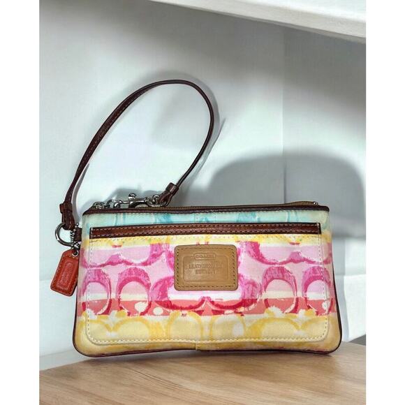 Y2K Coach 11755 Hamptons Weekend Signature Watercolor Small Tote & Wristlet - Picture 7 of 16